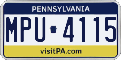 PA license plate MPU4115