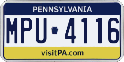 PA license plate MPU4116