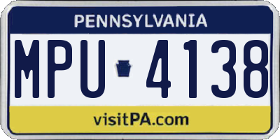 PA license plate MPU4138
