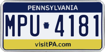 PA license plate MPU4181