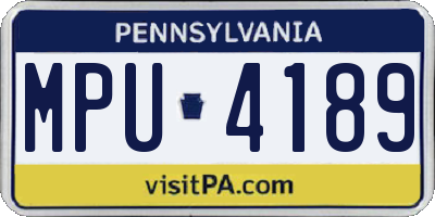 PA license plate MPU4189