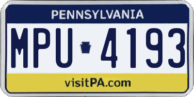 PA license plate MPU4193