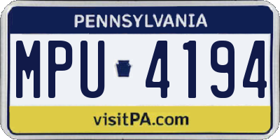 PA license plate MPU4194
