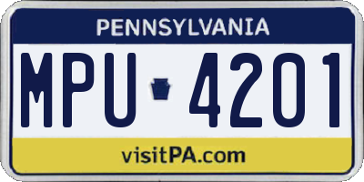 PA license plate MPU4201