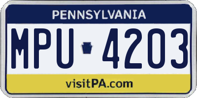 PA license plate MPU4203