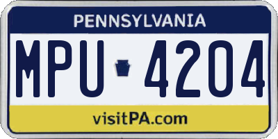 PA license plate MPU4204