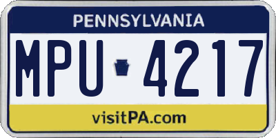 PA license plate MPU4217