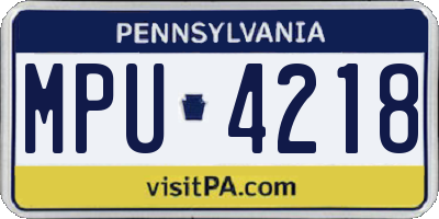 PA license plate MPU4218