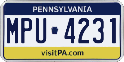 PA license plate MPU4231