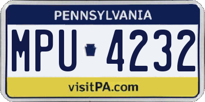 PA license plate MPU4232