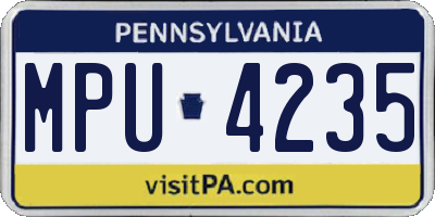 PA license plate MPU4235