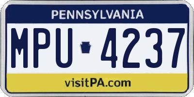 PA license plate MPU4237