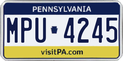 PA license plate MPU4245