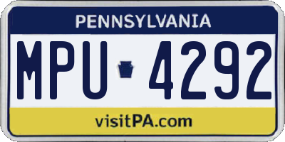 PA license plate MPU4292