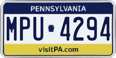 PA license plate MPU4294