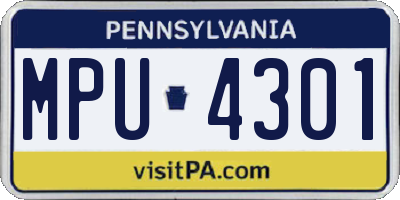 PA license plate MPU4301