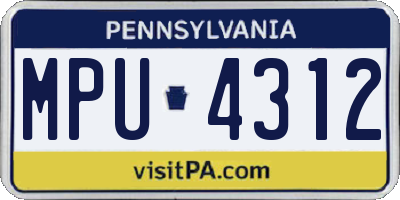 PA license plate MPU4312