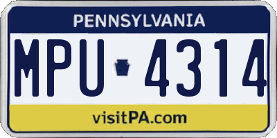 PA license plate MPU4314