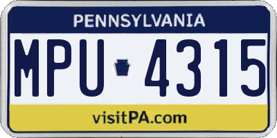 PA license plate MPU4315