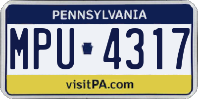 PA license plate MPU4317