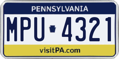 PA license plate MPU4321
