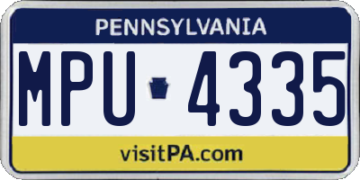 PA license plate MPU4335