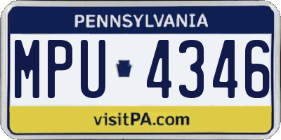 PA license plate MPU4346