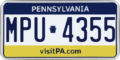 PA license plate MPU4355