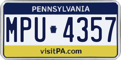 PA license plate MPU4357