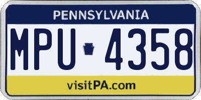 PA license plate MPU4358