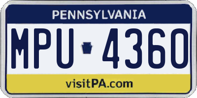 PA license plate MPU4360