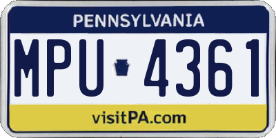 PA license plate MPU4361