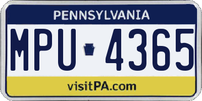 PA license plate MPU4365