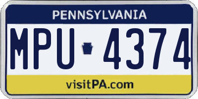 PA license plate MPU4374
