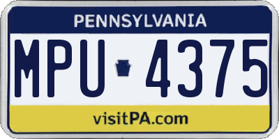 PA license plate MPU4375
