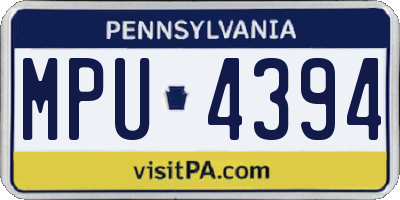 PA license plate MPU4394