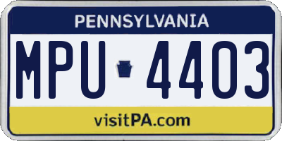 PA license plate MPU4403