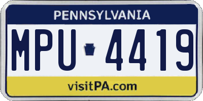 PA license plate MPU4419