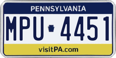PA license plate MPU4451