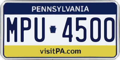 PA license plate MPU4500