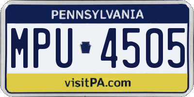 PA license plate MPU4505