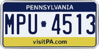 PA license plate MPU4513