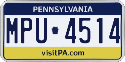 PA license plate MPU4514