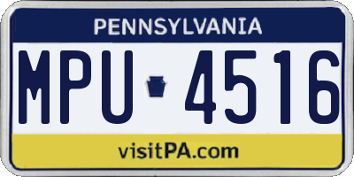 PA license plate MPU4516