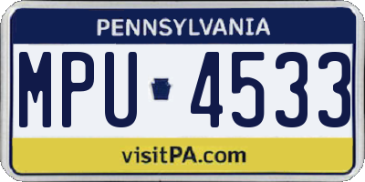 PA license plate MPU4533