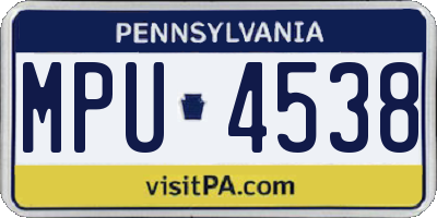 PA license plate MPU4538