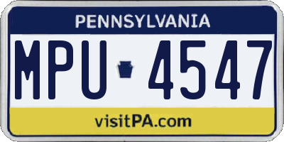 PA license plate MPU4547