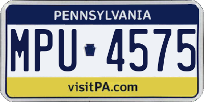 PA license plate MPU4575