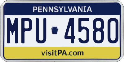 PA license plate MPU4580