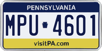 PA license plate MPU4601